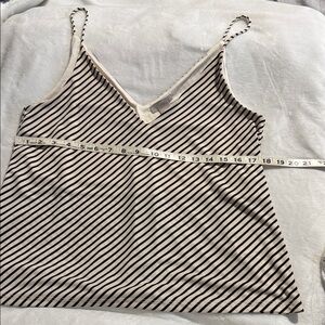 H&M Black & Cream Striped V-Neck Spaghetti Strap Camisole